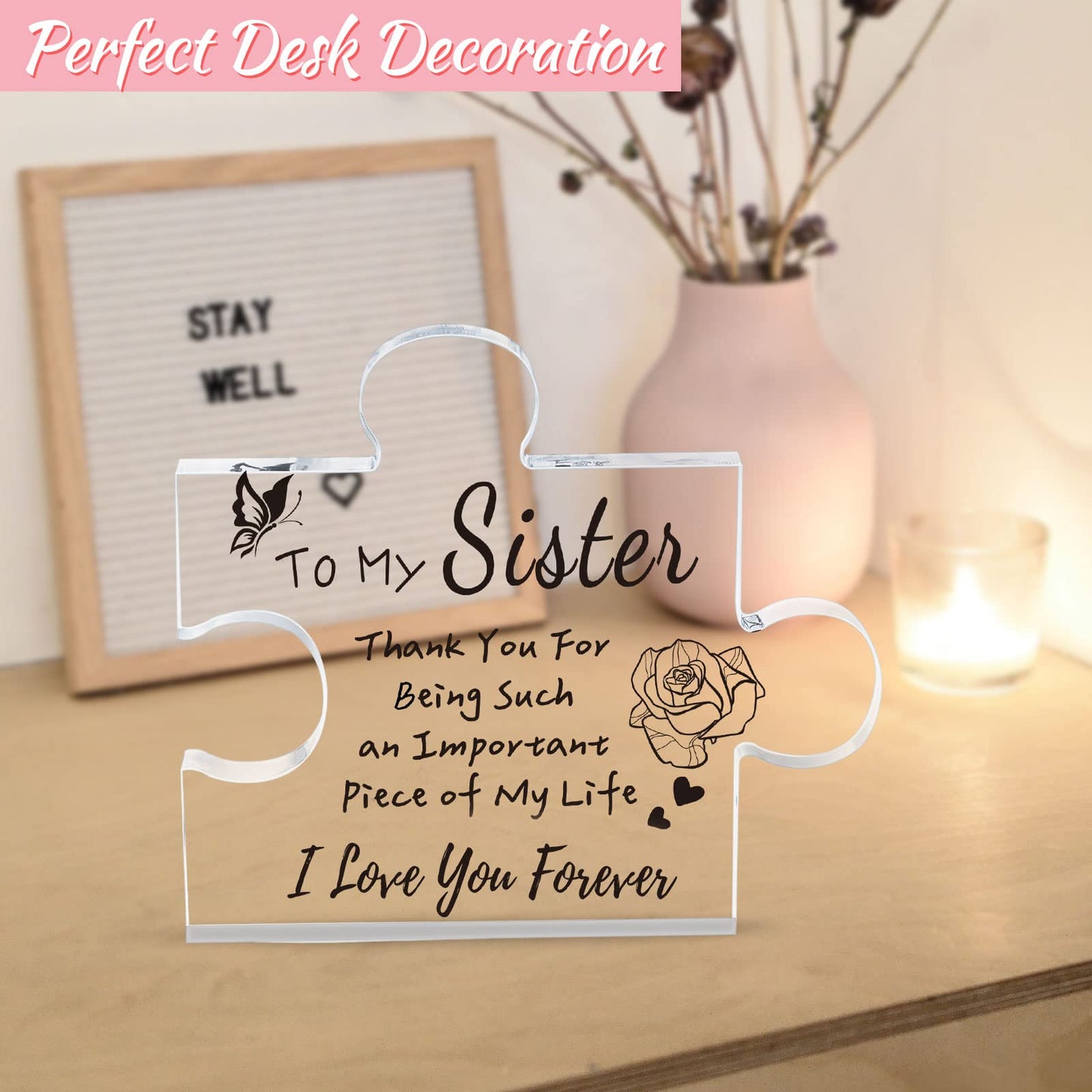 LAST DAY 49% OFF⇝💓'To my sister, thank you for being such an important piece of my life' Puzzle Block