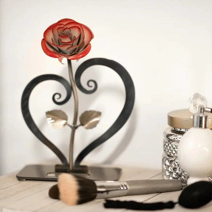 🔥Last Day 49% OFF-Romantic Gift Red Metal Rose with Heart-Shaped Stand