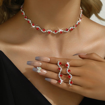 Curved floral necklace set