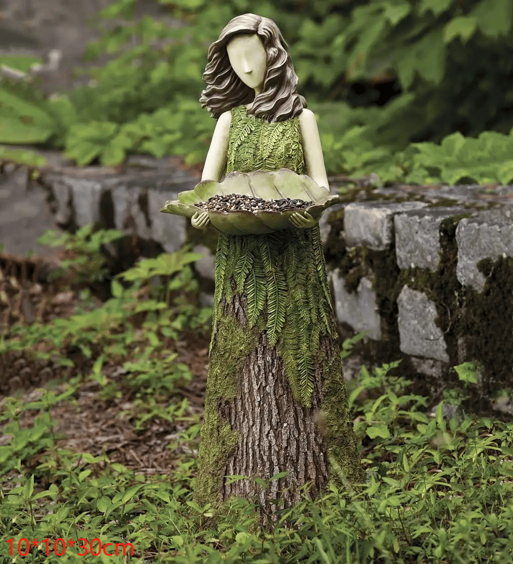 Sherwood Fern Fairy Statuary with Bird Feeder