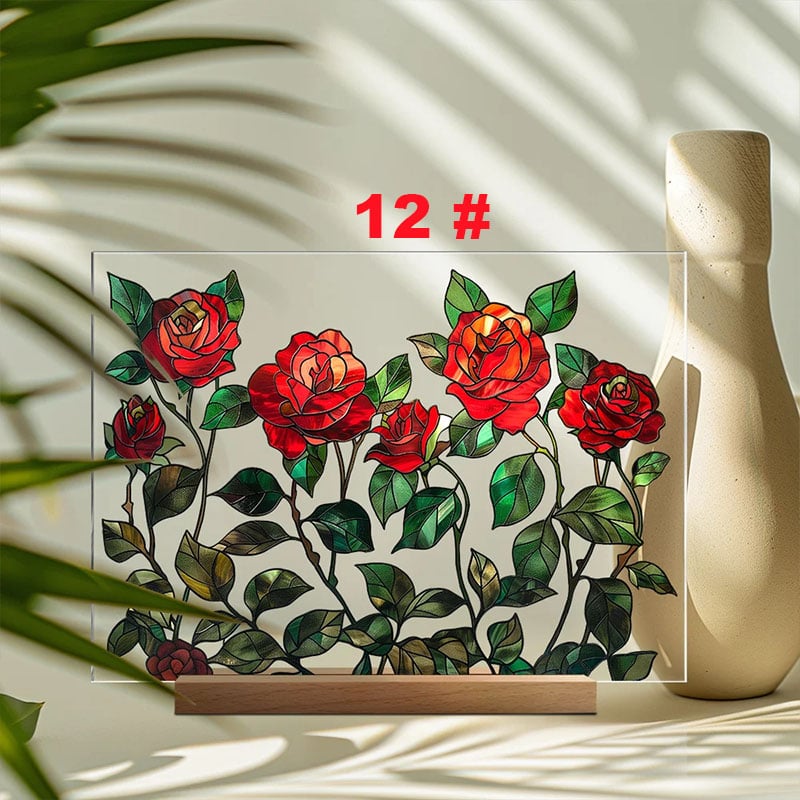 🌷🌼2024 NEW🌻🌺Painted Colorful Flower Pattern Imitation Glass Acrylic Decor💖Buy 3 Get 10% OFF & Free Shipping