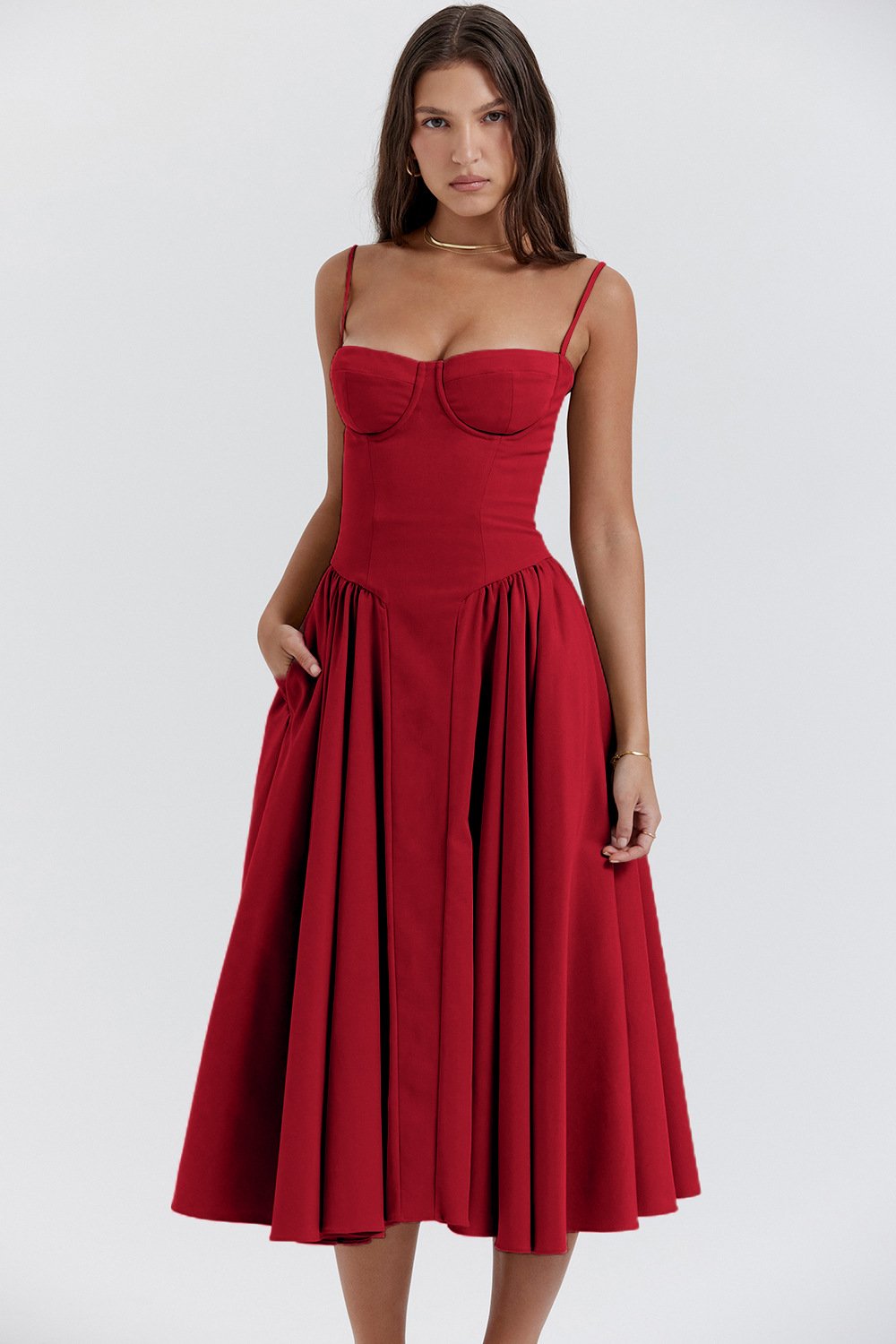 Last Day Promotion 49% OFF😍Sleeveless Corset Fit Midi Dress(BUY 2 FREE SHIPPING)