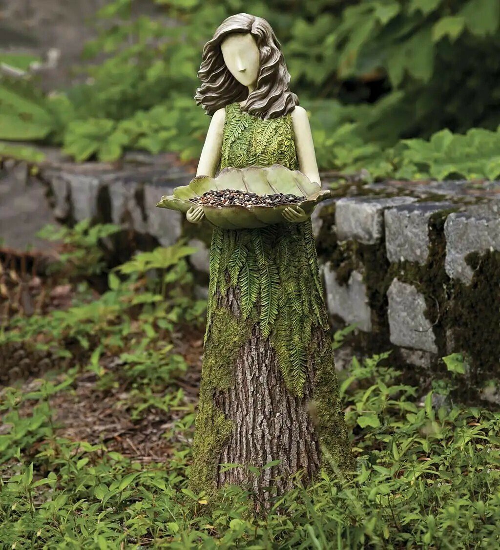Sherwood Fern Fairy Statuary with Bird Feeder