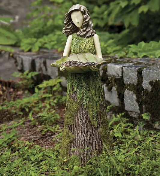 Sherwood Fern Fairy Statuary with Bird Feeder