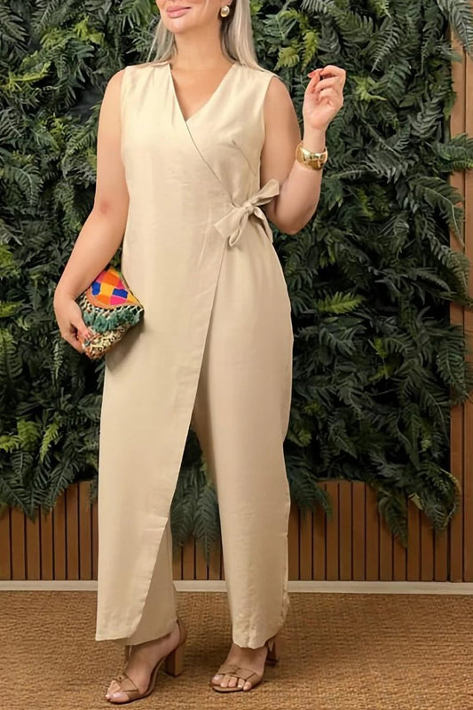 🔥LAST DAY 49% OFF - Women's Casual V-neck Cross Strap Jumpsuit