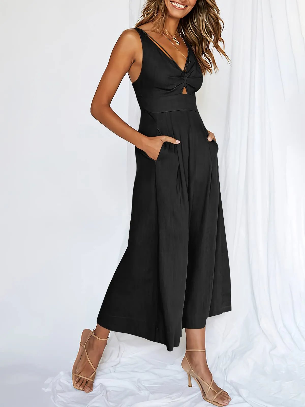 Last Day Promotion 49% OFF😍-V Neck Cutout High-Waist Jumpsuits(Buy 2 free shipping)