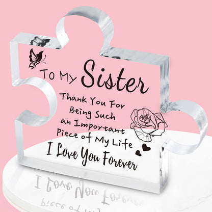 LAST DAY 49% OFF⇝💓'To my sister, thank you for being such an important piece of my life' Puzzle Block