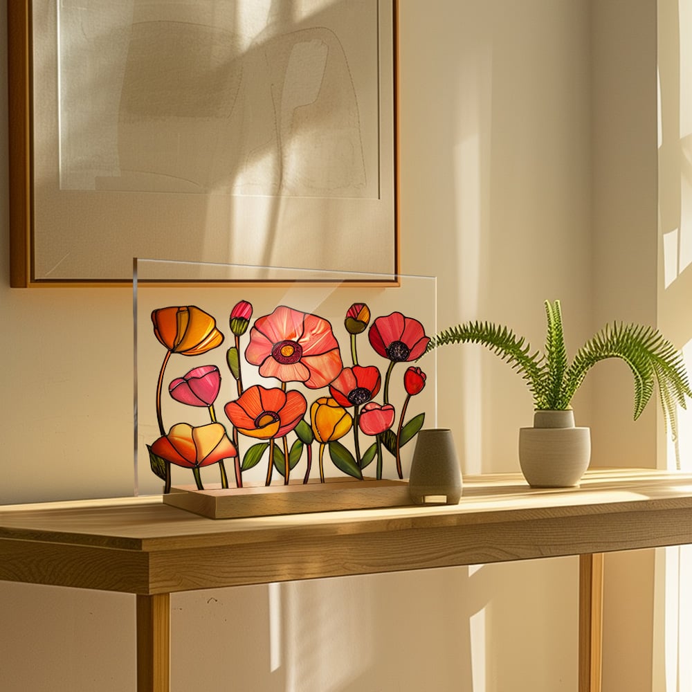 🌷🌼2024 NEW🌻🌺Painted Colorful Flower Pattern Imitation Glass Acrylic Decor💖Buy 3 Get 10% OFF & Free Shipping