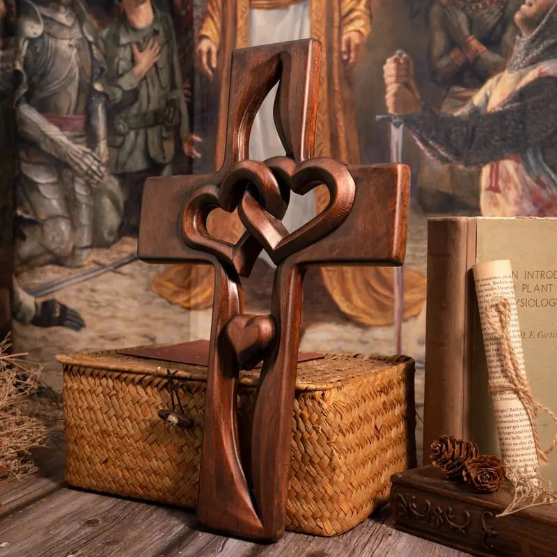 🔥Last Day Special Sale 49% OFF - 💞Intertwined Heart Wooden Cross