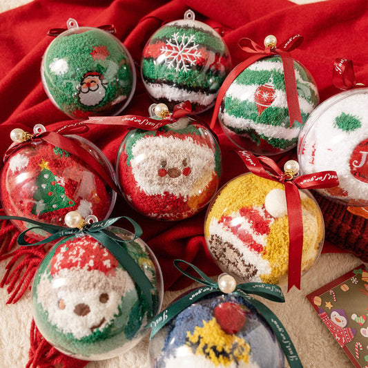 🎁Last Day 49%--🔥 Coral Fleece Socks in a Gift Box Christmas Ball