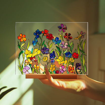🌷🌼2024 NEW🌻🌺Painted Colorful Flower Pattern Imitation Glass Acrylic Decor💖Buy 3 Get 10% OFF & Free Shipping