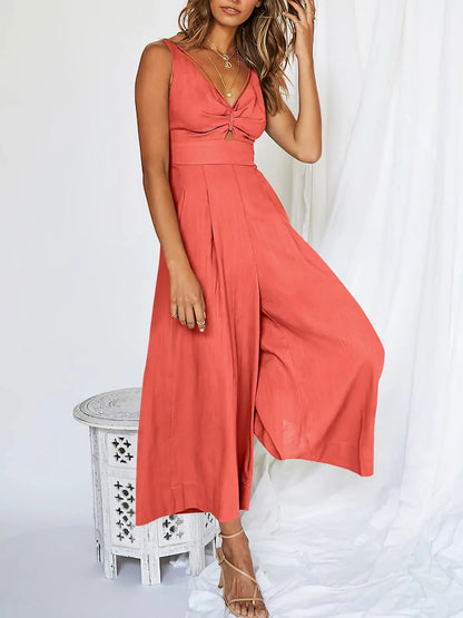 Last Day Promotion 49% OFF😍-V Neck Cutout High-Waist Jumpsuits(Buy 2 free shipping)