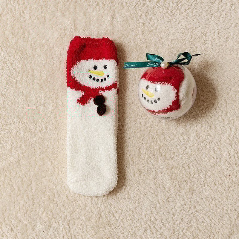 🎁Last Day 49%--🔥 Coral Fleece Socks in a Gift Box Christmas Ball