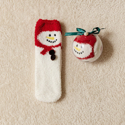 🎁Last Day 49%--🔥 Coral Fleece Socks in a Gift Box Christmas Ball