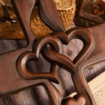 🔥Last Day Special Sale 49% OFF - 💞Intertwined Heart Wooden Cross