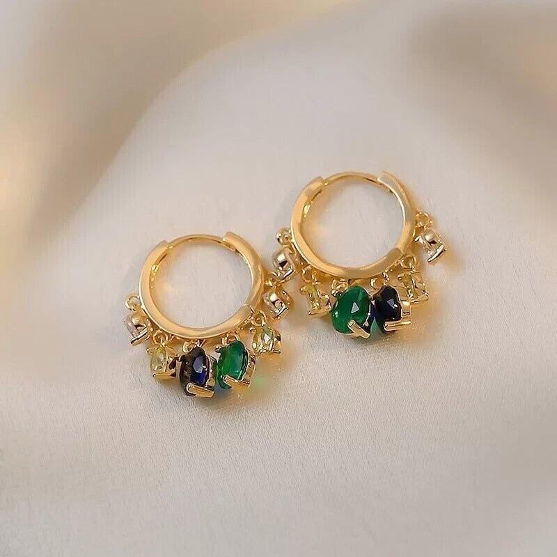 Shiny Colorful Zircon Drop Earrings