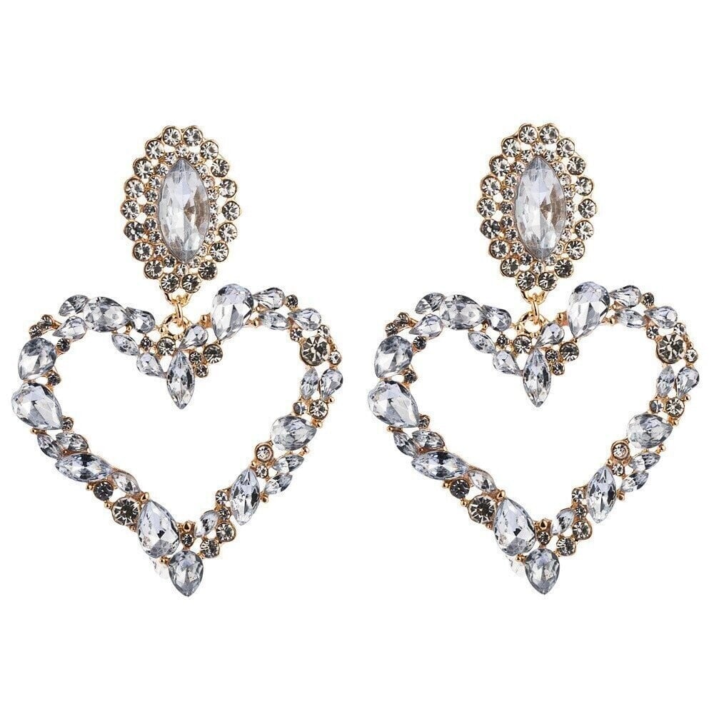 Heart-shaped diamond earrings