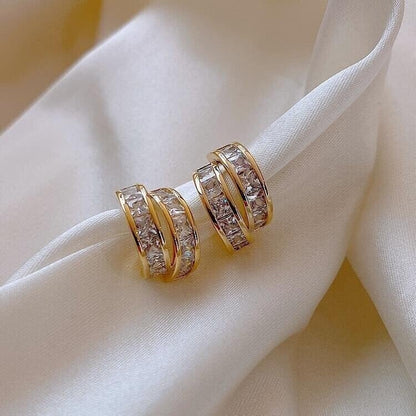Simple C-shaped Diamond Earrings