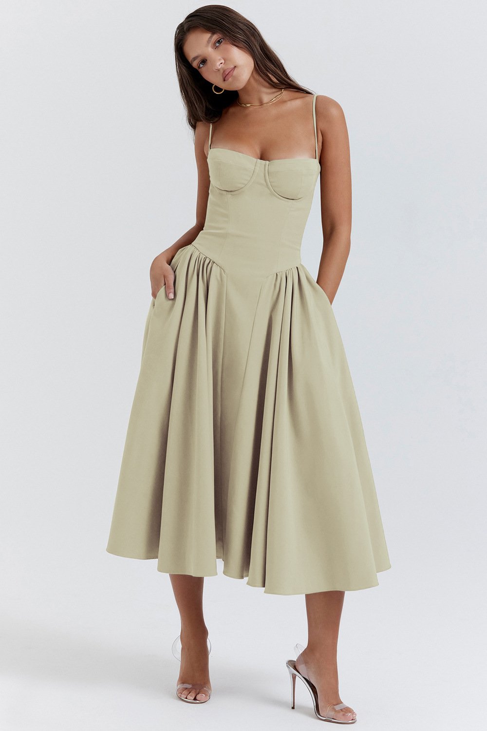 Last Day Promotion 49% OFF😍Sleeveless Corset Fit Midi Dress(BUY 2 FREE SHIPPING)
