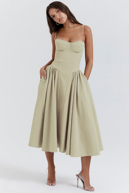 Last Day Promotion 49% OFF😍Sleeveless Corset Fit Midi Dress(BUY 2 FREE SHIPPING)