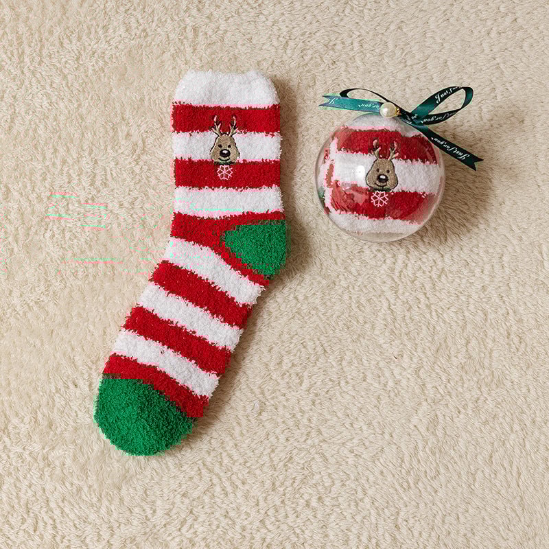 🎁Last Day 49%--🔥 Coral Fleece Socks in a Gift Box Christmas Ball