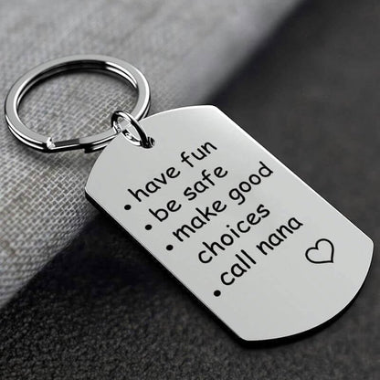 LAST DAY 49% OFF⇝💓Have Fun, Be Safe, Make Good Choices and Call Your Grandma/Grandpa Keychain