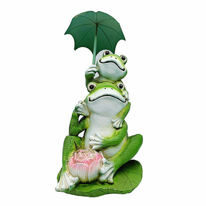 Decorative Stacking Frogs Shovel Lawn Ornament Garden Statue