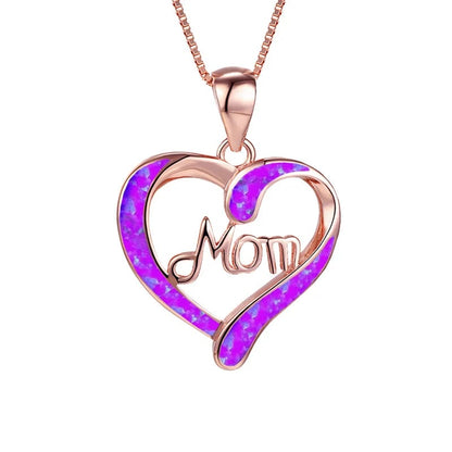Love-Shaped Pendant Necklace with Letters MOM - A Heartfelt Gift