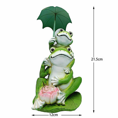 Decorative Stacking Frogs Shovel Lawn Ornament Garden Statue