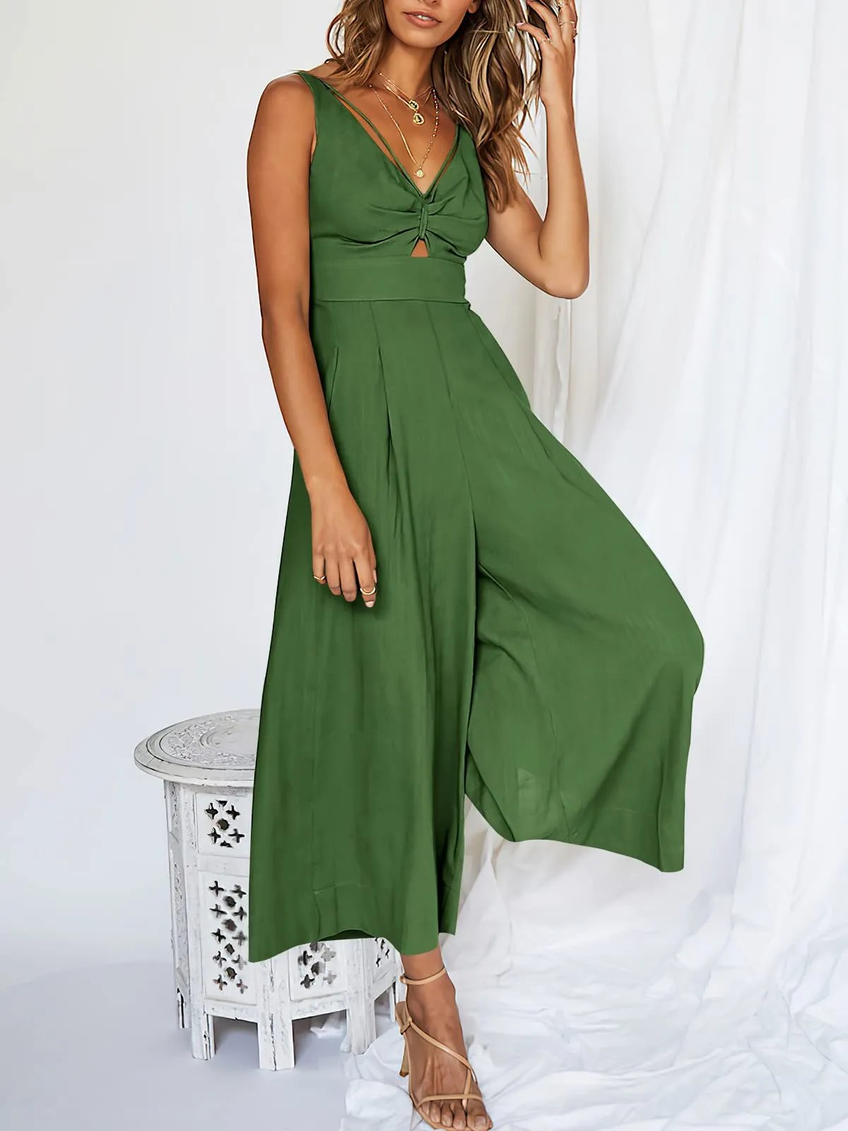 Last Day Promotion 49% OFF😍-V Neck Cutout High-Waist Jumpsuits(Buy 2 free shipping)