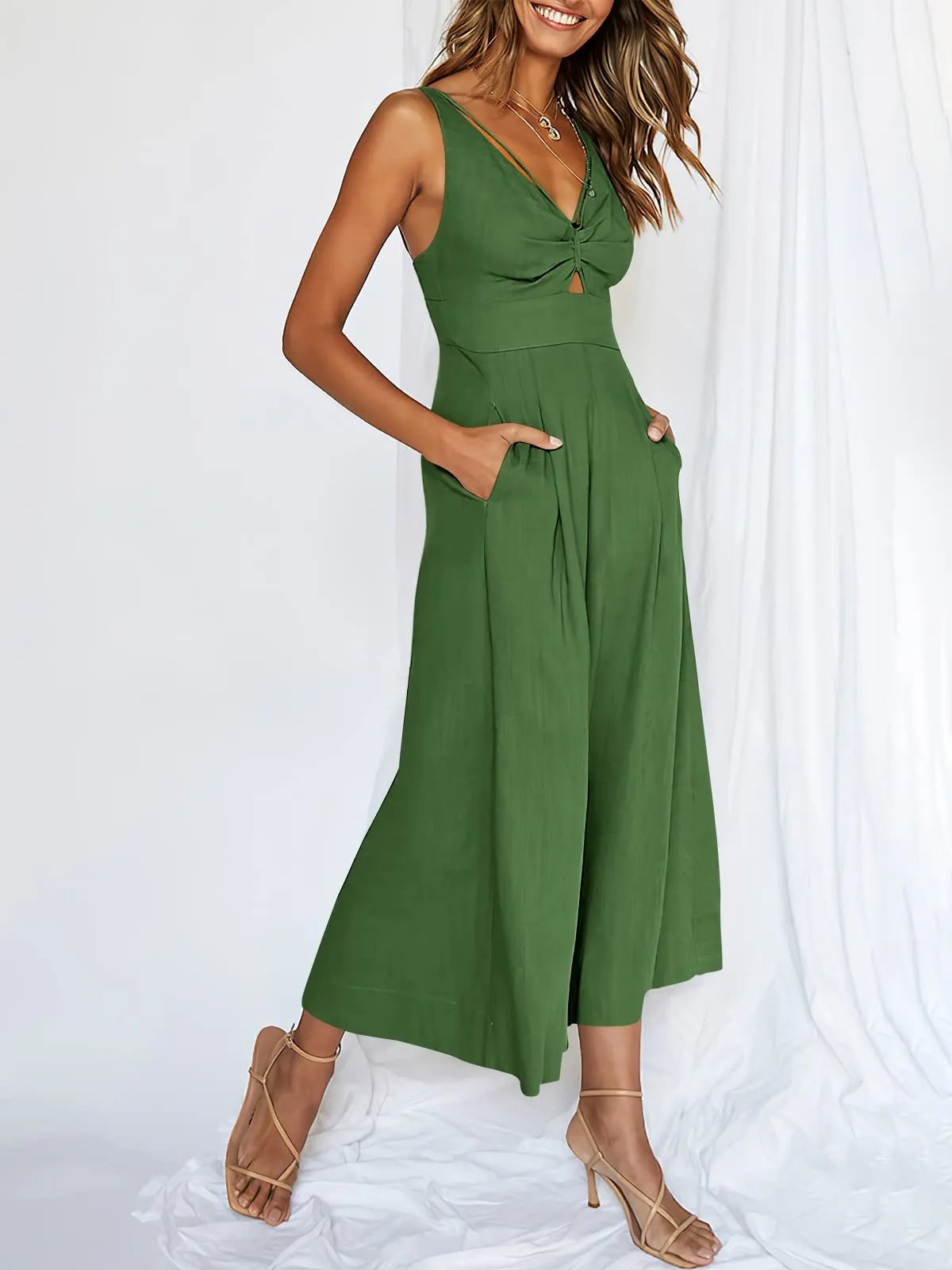 Last Day Promotion 49% OFF😍-V Neck Cutout High-Waist Jumpsuits(Buy 2 free shipping)