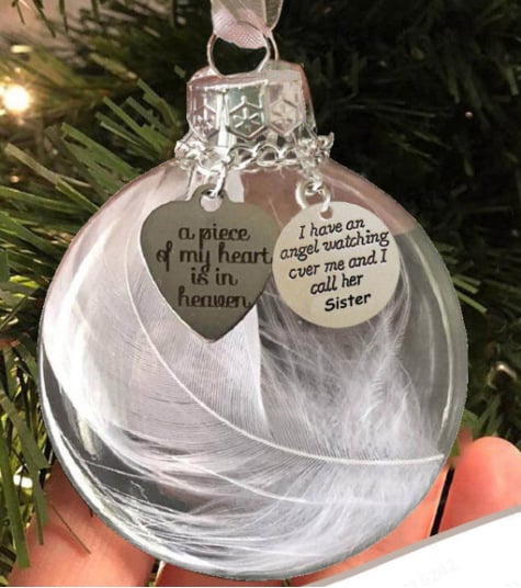 🔥LAST DAY 49% OFF - 💖"A Piece of My Heart Is In Heaven" Feather Ball Memorial Ornament