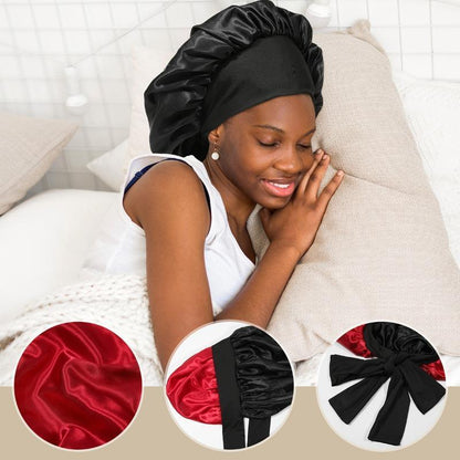 🔥LAST DAY SALE 49% OFF🔥Double Layered Satin Night Caps, Hair Care Silk-Like Bonnet Sleeping Hat