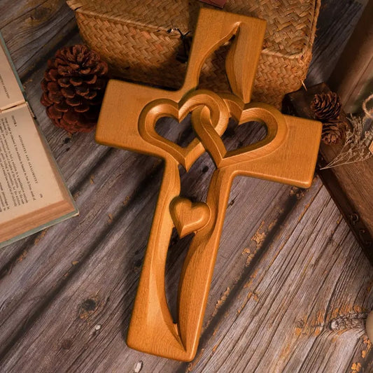 🔥Last Day Special Sale 49% OFF - 💞Intertwined Heart Wooden Cross