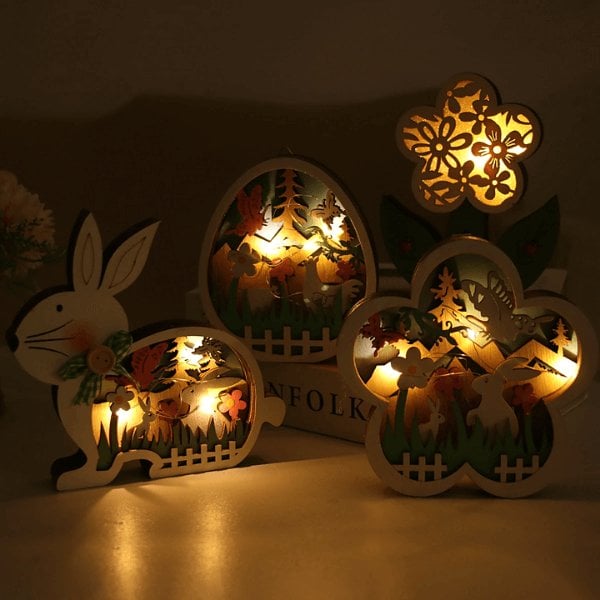 🔥LAST DAY SALE 49% OFF🔥Wooden Easter Decor LED Light
