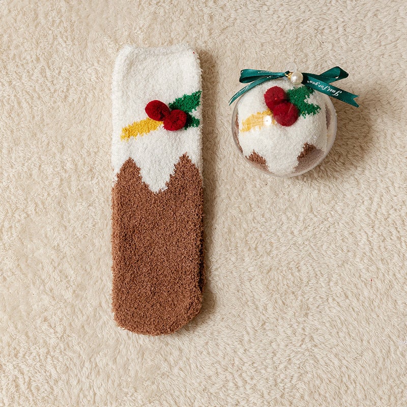 🎁Last Day 49%--🔥 Coral Fleece Socks in a Gift Box Christmas Ball