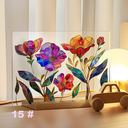 🌷🌼2024 NEW🌻🌺Painted Colorful Flower Pattern Imitation Glass Acrylic Decor💖Buy 3 Get 10% OFF & Free Shipping