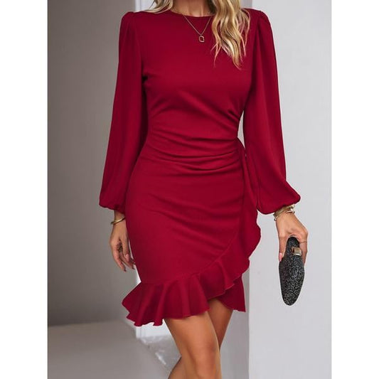 🔥Spring Hot Sale 49% OFF-Women's Dress Puff Sleeve Plain Color(Two for free shipping