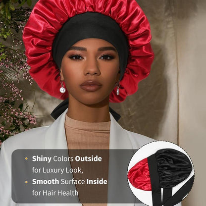🔥LAST DAY SALE 49% OFF🔥Double Layered Satin Night Caps, Hair Care Silk-Like Bonnet Sleeping Hat