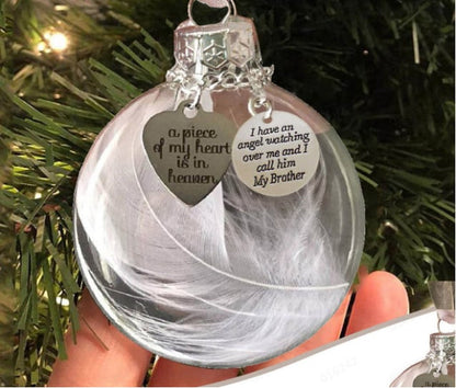 🔥LAST DAY 49% OFF - 💖"A Piece of My Heart Is In Heaven" Feather Ball Memorial Ornament