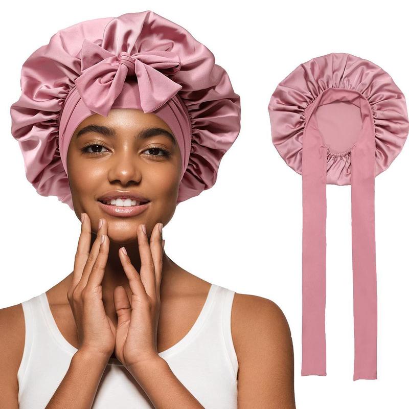 🔥LAST DAY SALE 49% OFF🔥Double Layered Satin Night Caps, Hair Care Silk-Like Bonnet Sleeping Hat