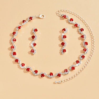 Curved floral necklace set