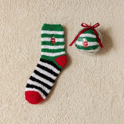🎁Last Day 49%--🔥 Coral Fleece Socks in a Gift Box Christmas Ball