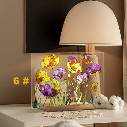 🌷🌼2024 NEW🌻🌺Painted Colorful Flower Pattern Imitation Glass Acrylic Decor💖Buy 3 Get 10% OFF & Free Shipping