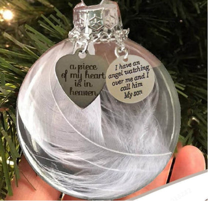 🔥LAST DAY 49% OFF - 💖"A Piece of My Heart Is In Heaven" Feather Ball Memorial Ornament
