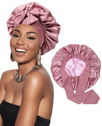 🔥LAST DAY SALE 49% OFF🔥Double Layered Satin Night Caps, Hair Care Silk-Like Bonnet Sleeping Hat
