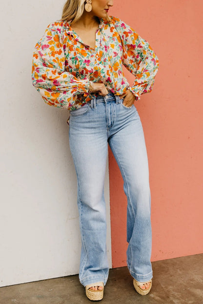 ⏰LAST DAY - HALF PRICE💥High Rise Vintage Wash Tummy Control Top Straight Leg Jeans
