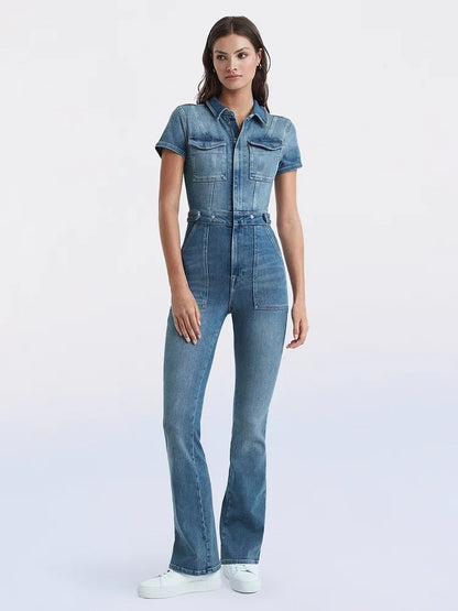 🔥Last Day Promotion 49% OFF-Skinny Bootcut Denim Jumpsuit