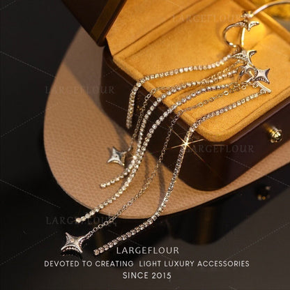Shiny Star Diamond Tassel Earrings
