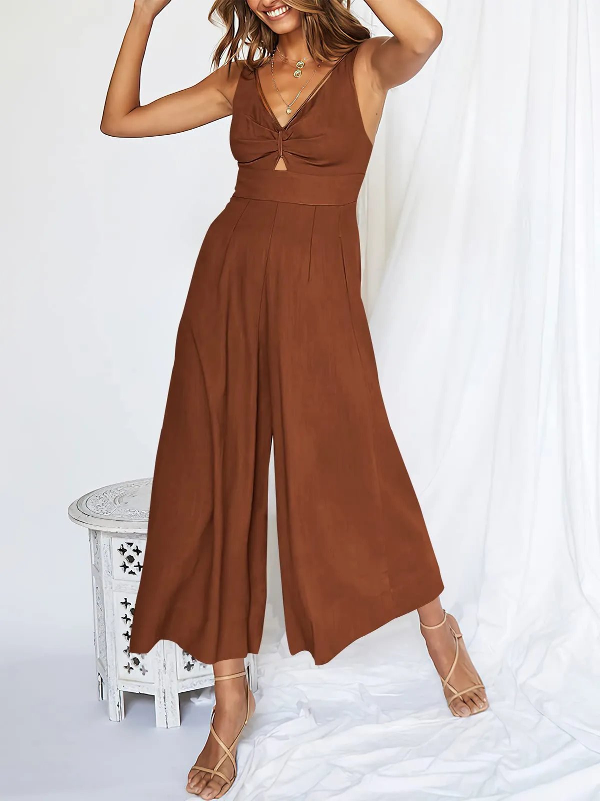 Last Day Promotion 49% OFF😍-V Neck Cutout High-Waist Jumpsuits(Buy 2 free shipping)